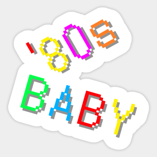 '80s Baby. Colorful Retro Design. (White Background) Sticker